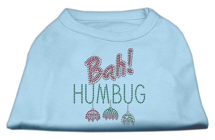 Bah Humbug Rhinestone Dog Shirt Baby Blue XS